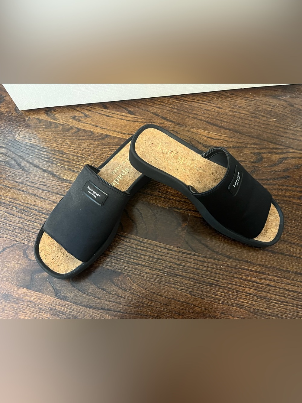 kate spade New York Spree Slide Black Cork-Insole Slide Sandals